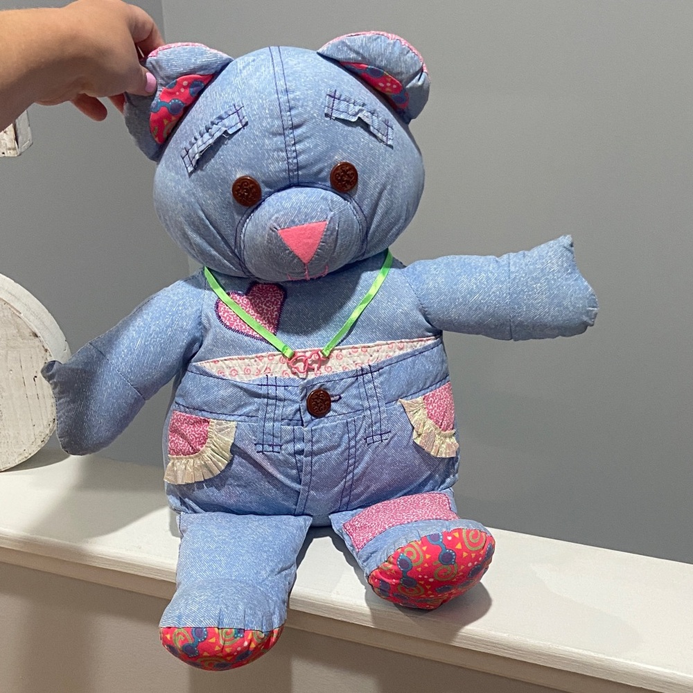 Vintage 1995 Tyco Doodle Bear Giant Jumbo Plush 22" in Size Blue and Pink